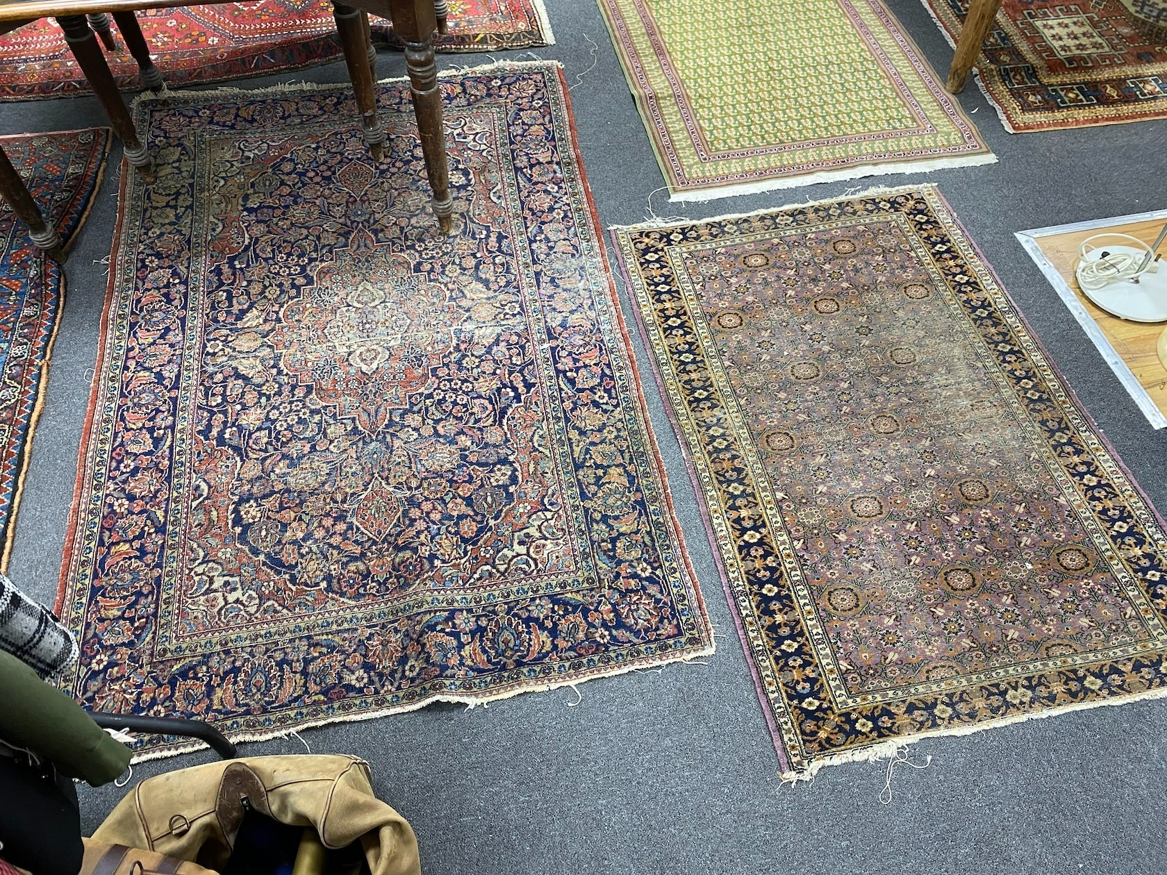A Kashan rug and a Turkish rug, larger 194 x 123cm